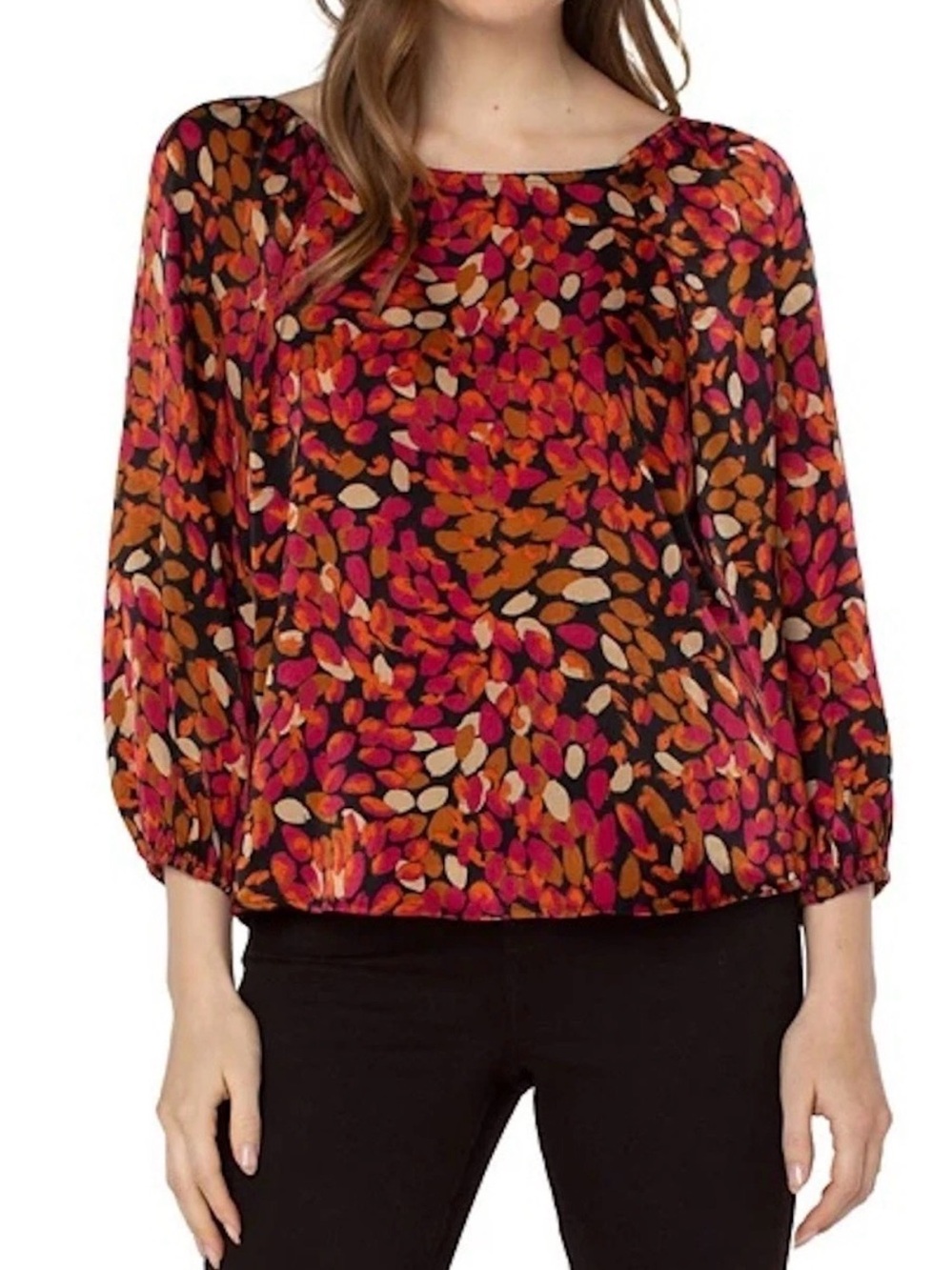 NEW Petite Size Liverpool Los Angeles 3/4 Puff Sleeve Square Neck Blouse $79